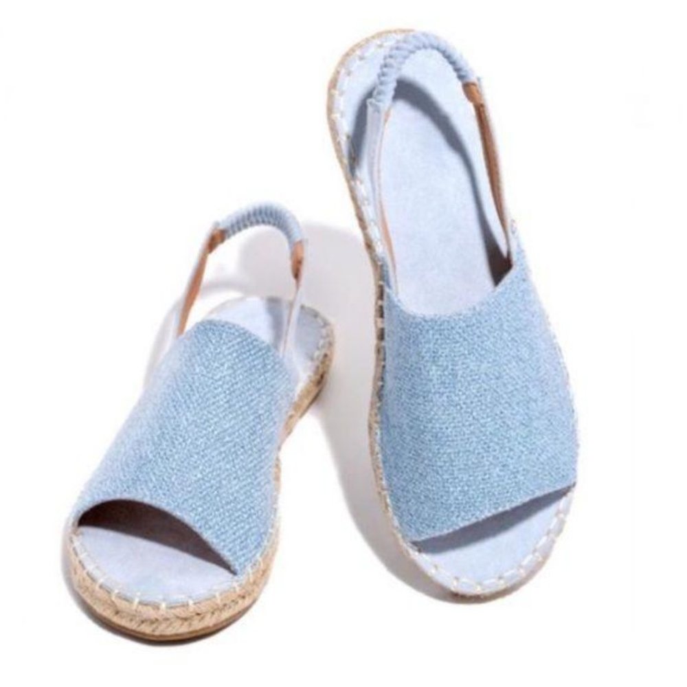 !NEW! Peep Toe Slingback Espadrilles in Light Blue - Picture 2 of 7